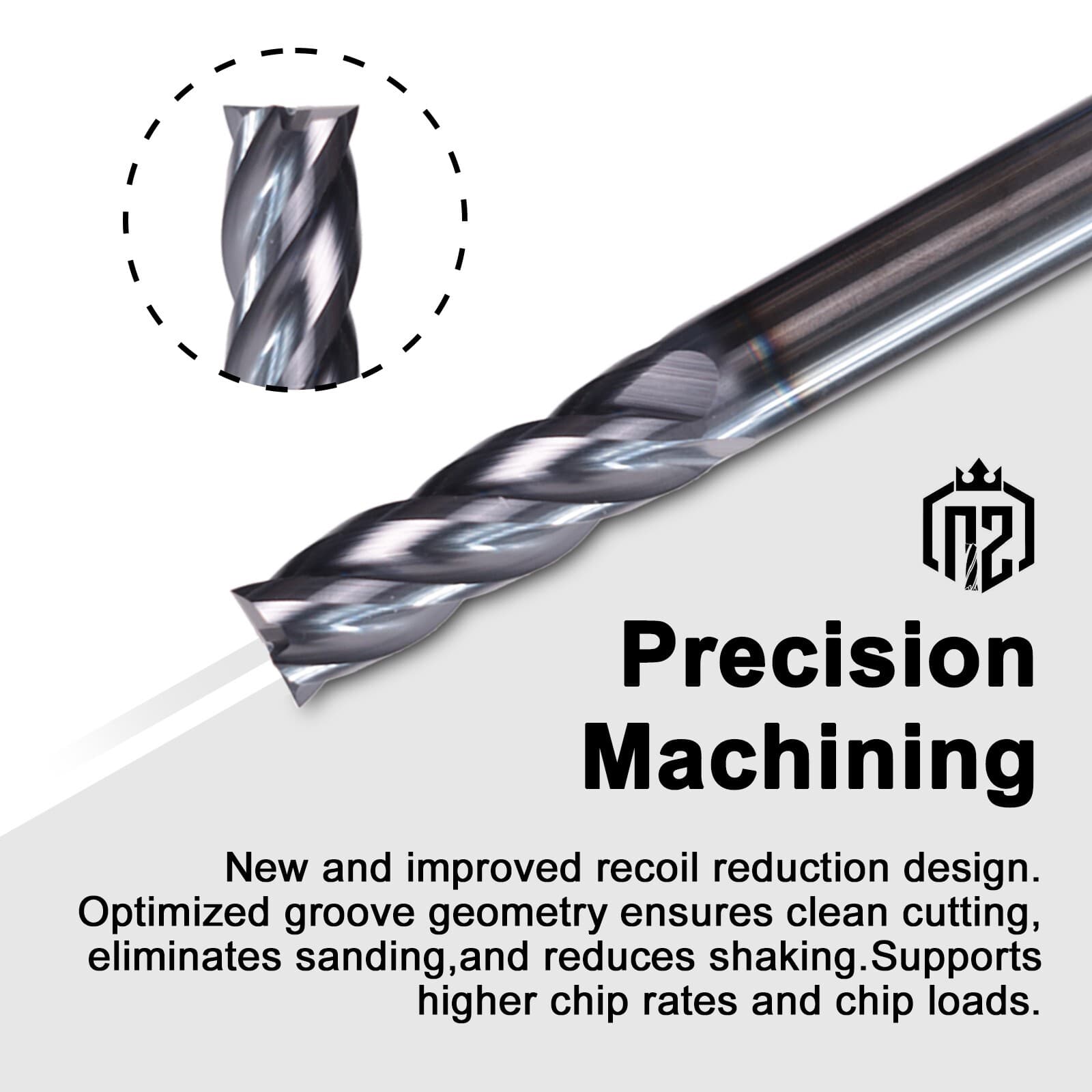 10 PCS 4 Flute 3/16" x 5/8" x 2" Long End Mill Solid Carbide - AlTiN Coated 3