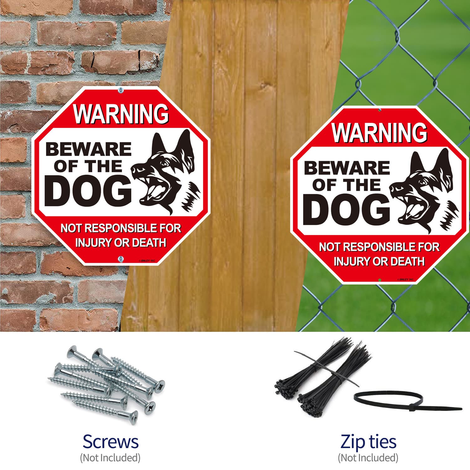 Anley Beware of The Dog Aluminum Warning Sign - Warning Dog Sign 12"x12" 4