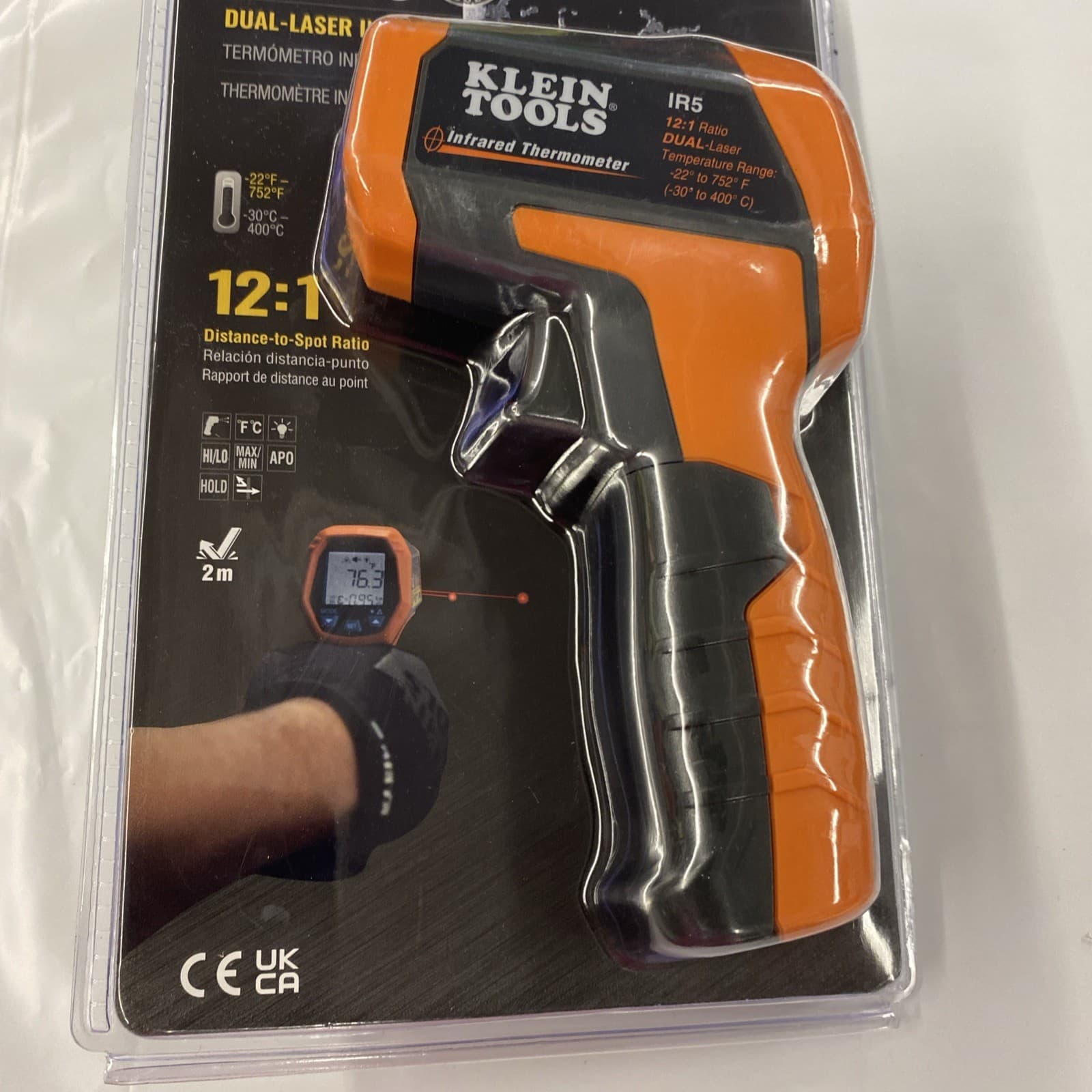 KLEIN TOOLS IR5 DUAL LASER INFRARED THERMOMETER DIGITAL DISPLAY 0623U-C2 2