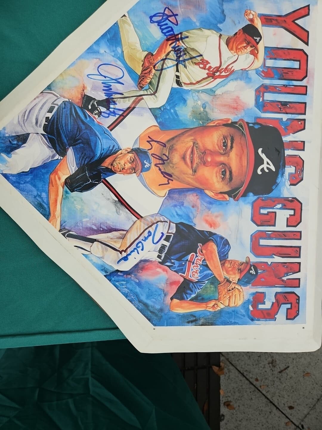 Atlanta Braves '96 Young Guns SIGNED H.P. Litho HOF MADDUX GLAVINE SMOLTZ Avery  3