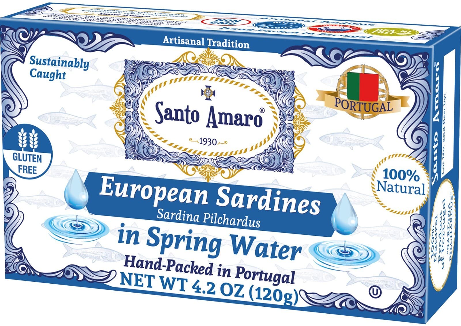 12 Pk Santo Amaro European Wild Sardines in Spring Water Pristine! 100% Natural 5