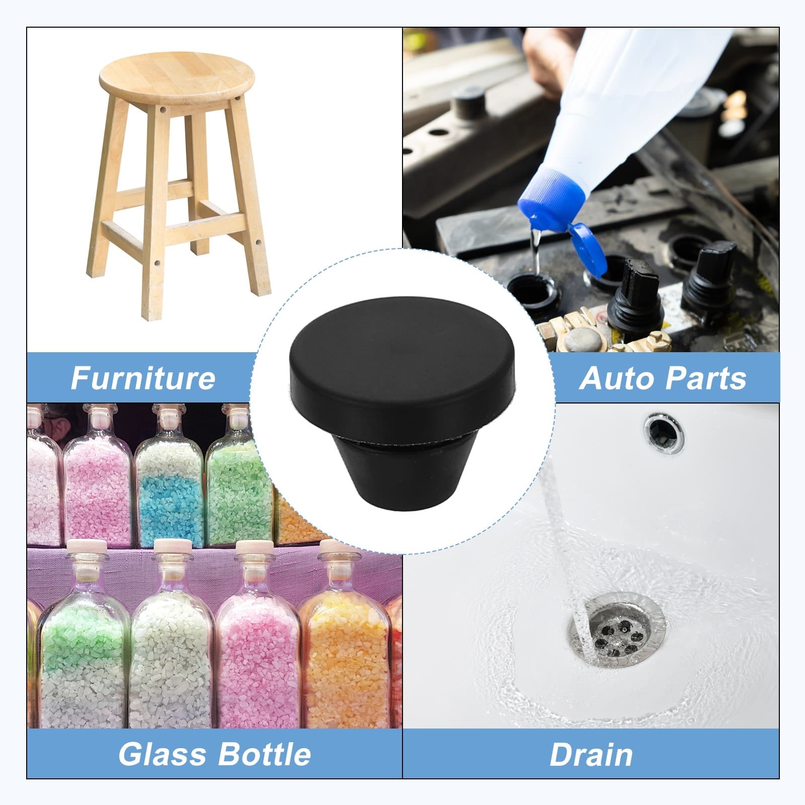 25Pcs Snug Plugs, Rubber Hole Plugs Fit 8mm (0.31 Inch) Hole Dia. Black 6