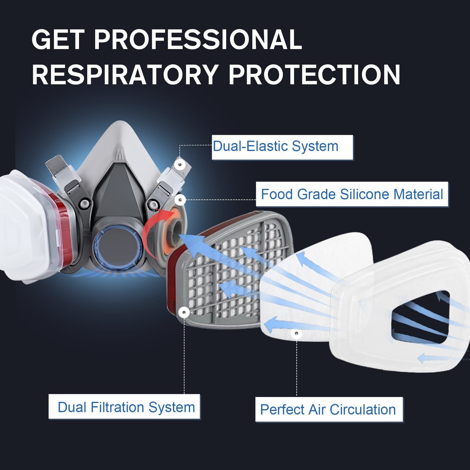 7in1 Half Face Gas Mask Facepiece Chemical Spray Painting Safety 6200 Respirator 2