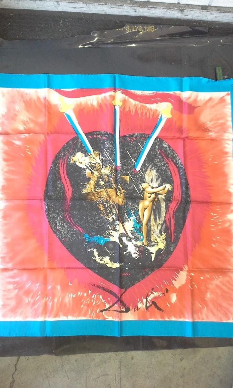 Salvador Dali Signed Silk Scarf Vintage 1990s Avakian Folard Tarot Card 5