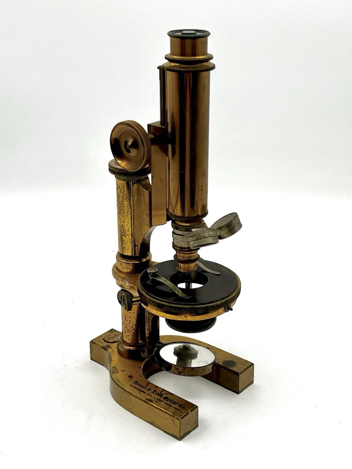 Antique Bausch & Lomb Optical Company Brass Microscope 23243 w/ Lenses in Box 2