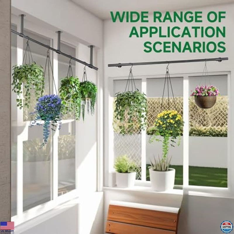 Set of 2 Metal Hanging Planters - 63" Indoor Plant Hanger for Ceiling & Window 6