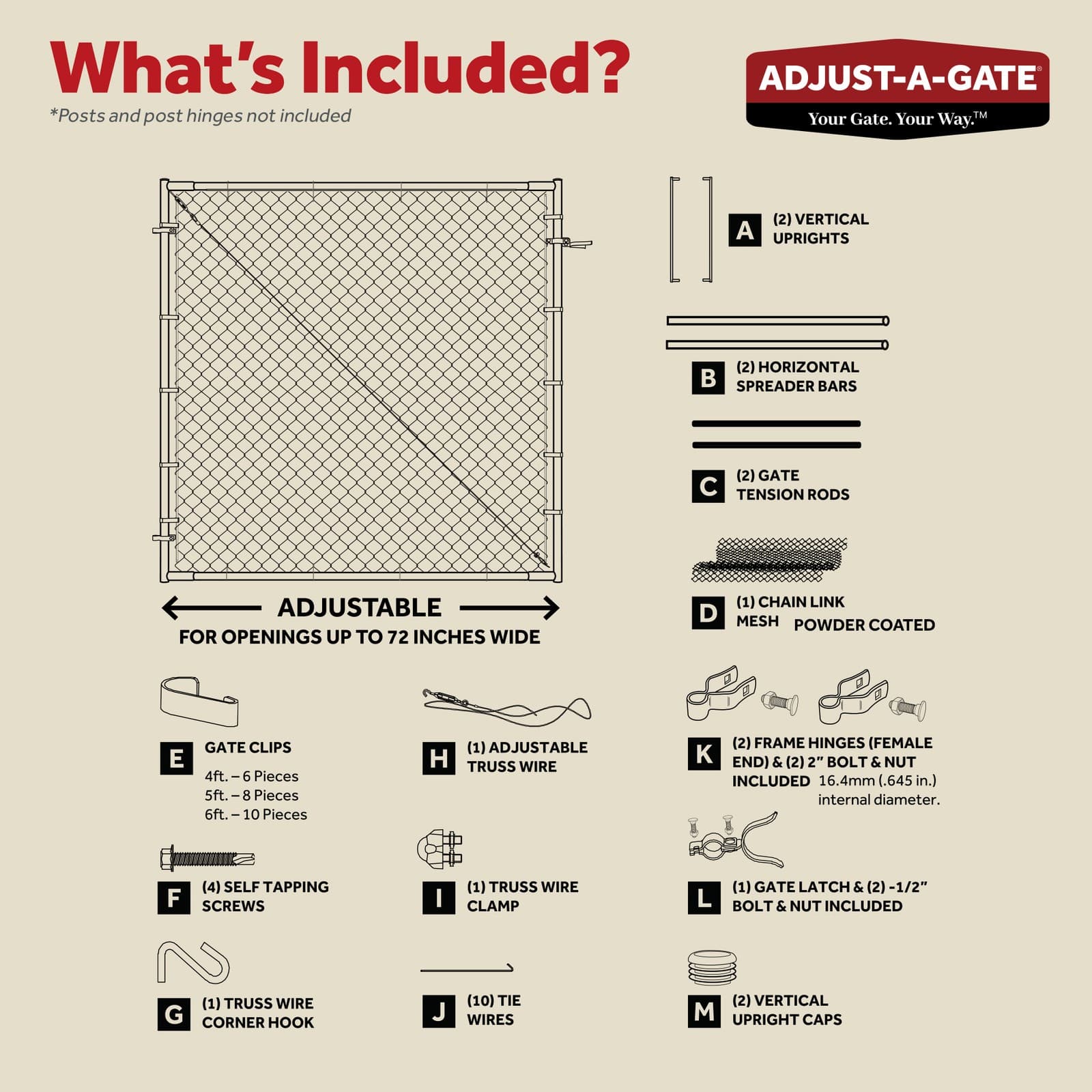 Adjust-A-Gate Fit-Right Adjustable Chain Link w/Square Frame,Black(Open Box) 3