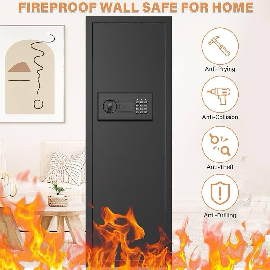 43.3”inch Tall Fireproof Wall Safes Between the Studs, with Combination Lock 2