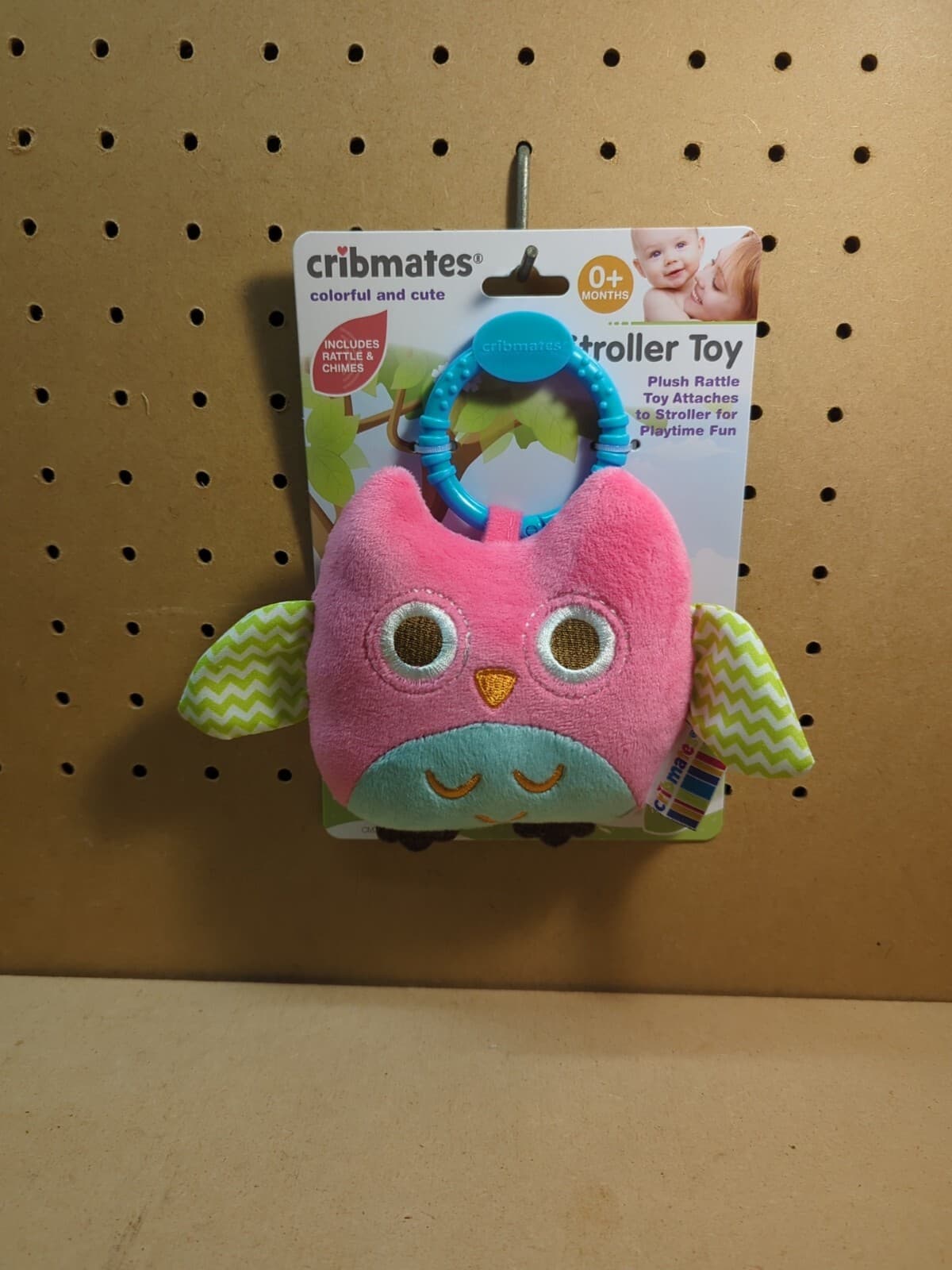 Cribmates Pink Owl Plush Stroller Toy Rattle 0+ Months Stuffed Animal Toy New.. 6