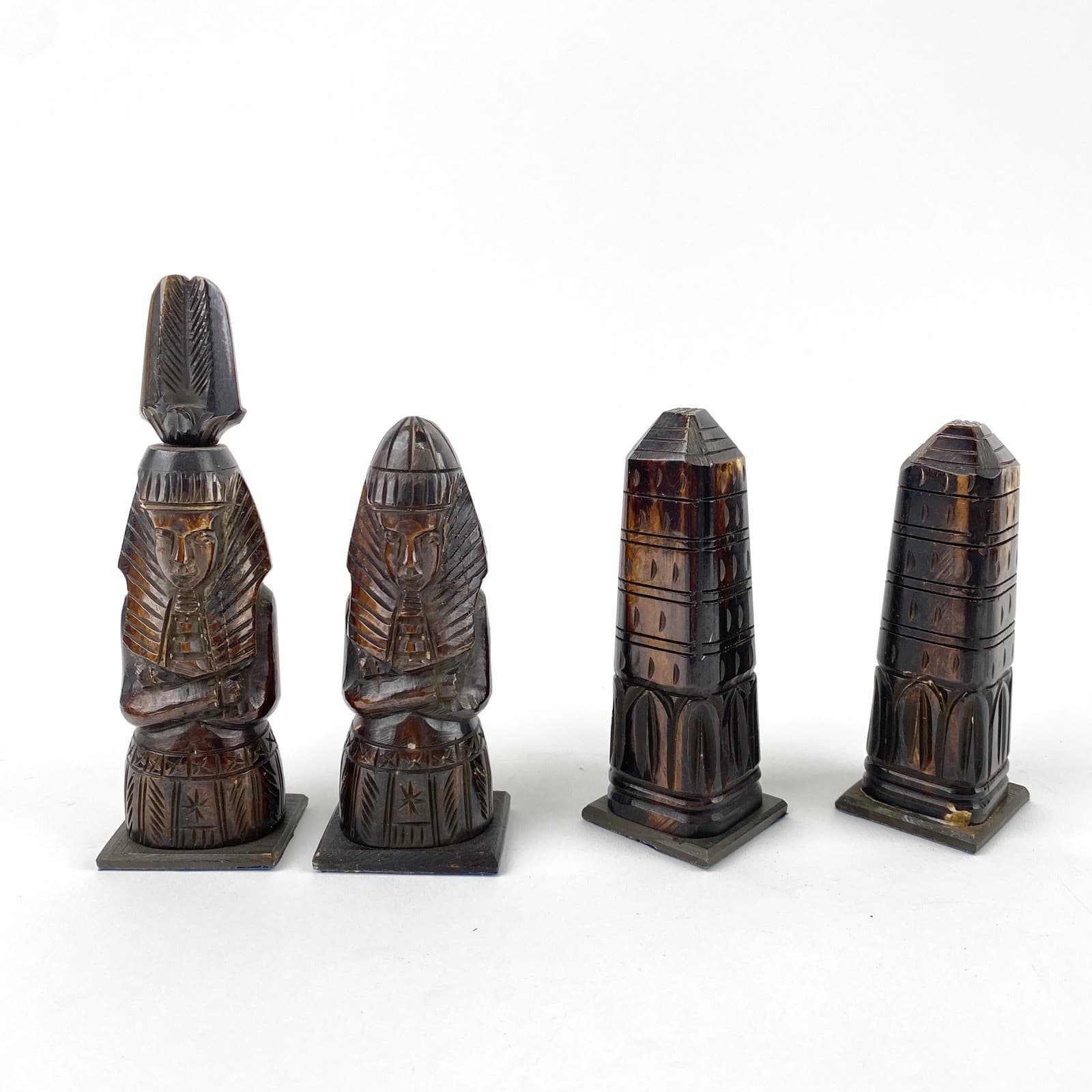 Vintage Rare Hand Carved Egyptian Camel Bone 32-Piece Complete Chess Set 4