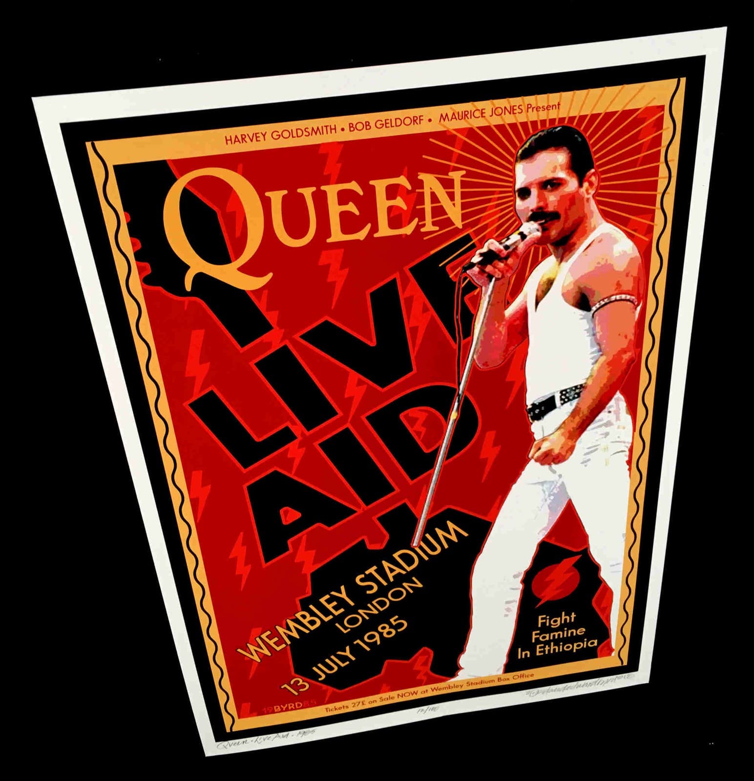QUEEN Poster Live Aid 1985 Wembley Hand-Signed New Tribute David Byrd S/N COA 6