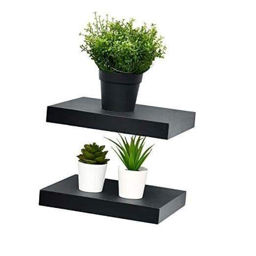  Set of 2 Floating Shelves Wall Mounted Shelf, for Home Decor 10 inch Black