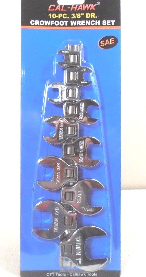 CROWFOOT 10pc 3/8" Inch Drive Crowfoot Wrench Set SAE 3/8"-1" CHROME PLATED
