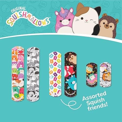 Squishmallow Bandage Kit, Cute Bandaids for Kids, Infants & Children, Bandages 5