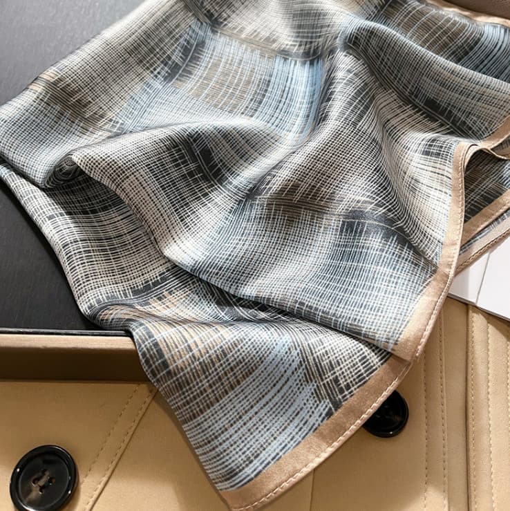 100% Mulberry Silk 20" Square Scarf Women Neckerchief Wrap Magic Weave - Grey 5