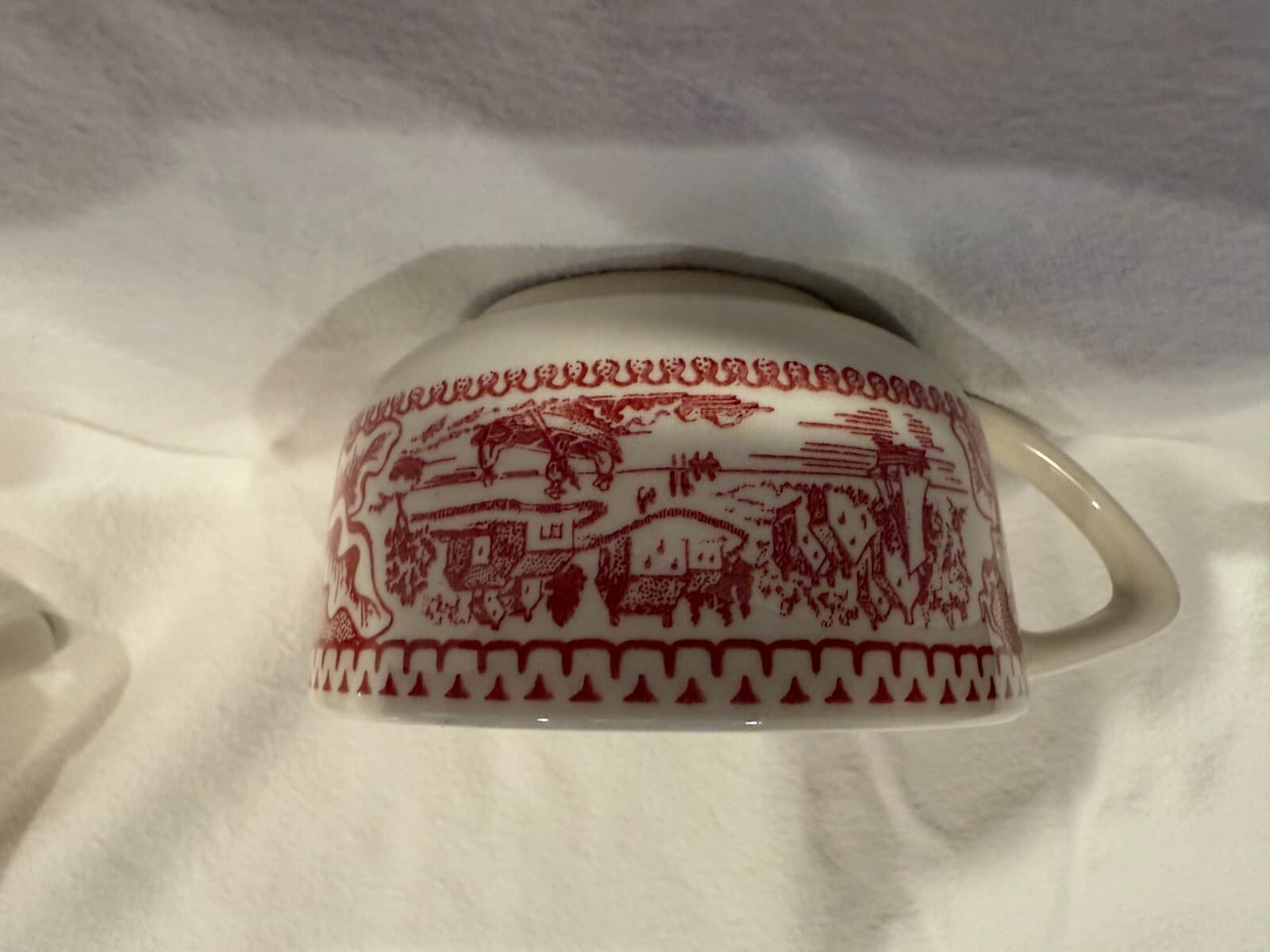 Royal Ironstone Memory Lane Cups & Saucers Red ~ Set of 3 4