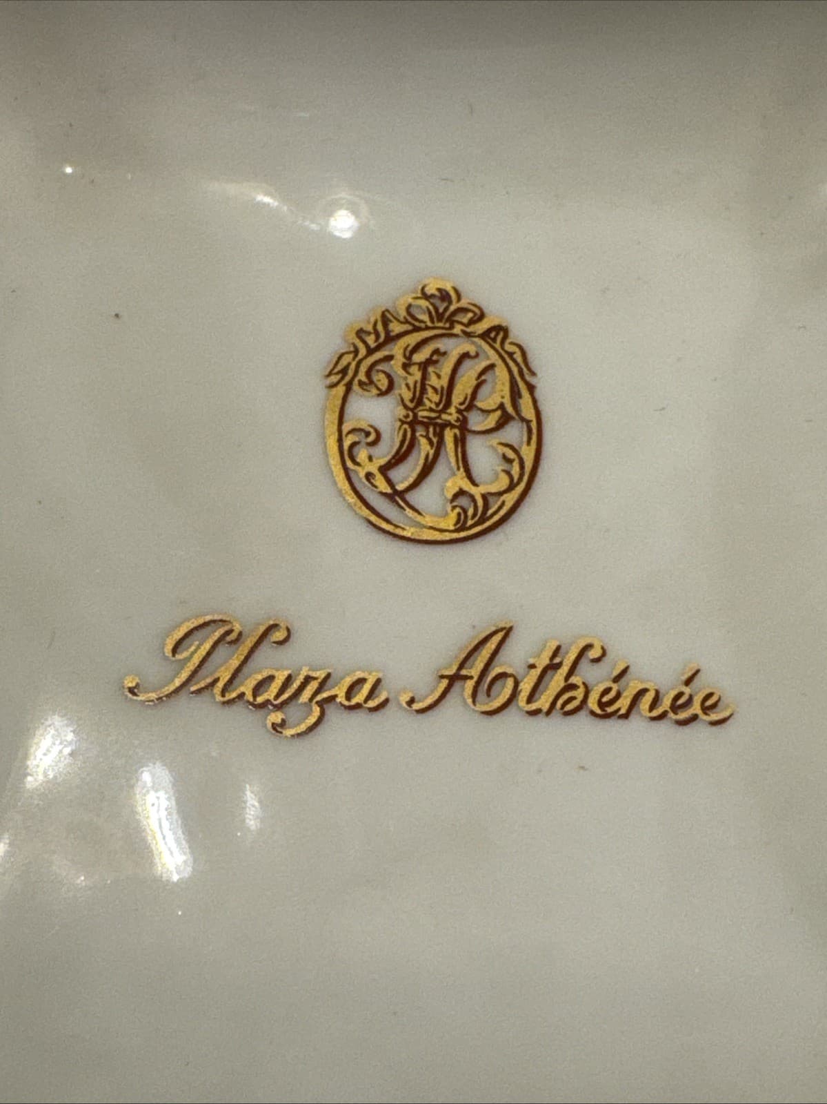 Vintage Plaza Athenee Paris France Ashtray Trinket Dish Pillivuyt Porcelain 3.75 3