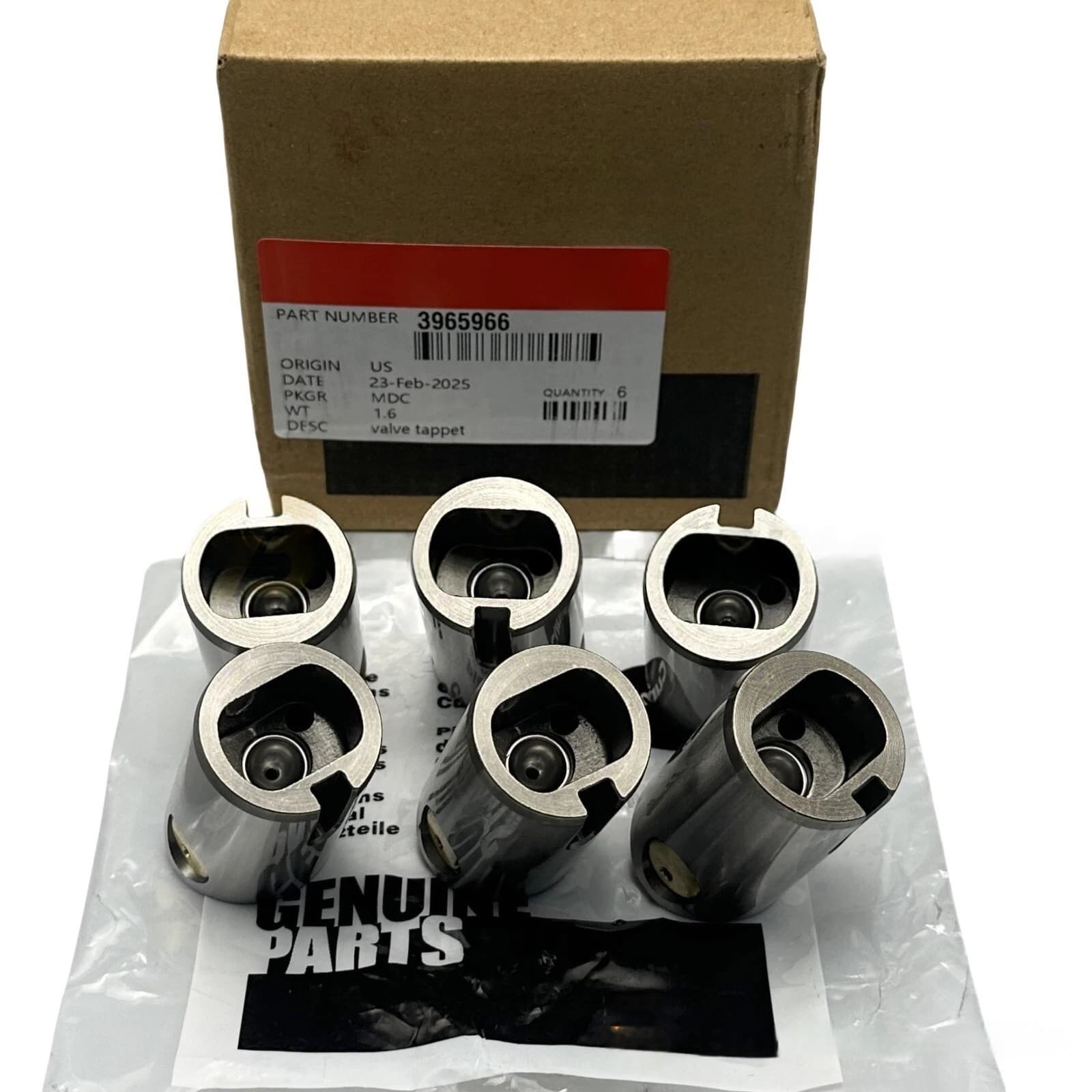 Set of 6 Tappet Valve Cam Followers For Cummins 8.3L 6CT ISC QSL ISL 3965966 2