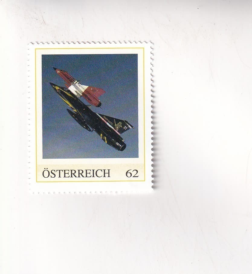 Stamp PM Austria Combat Aircraft Saab 35 Draken Aircraft Mint