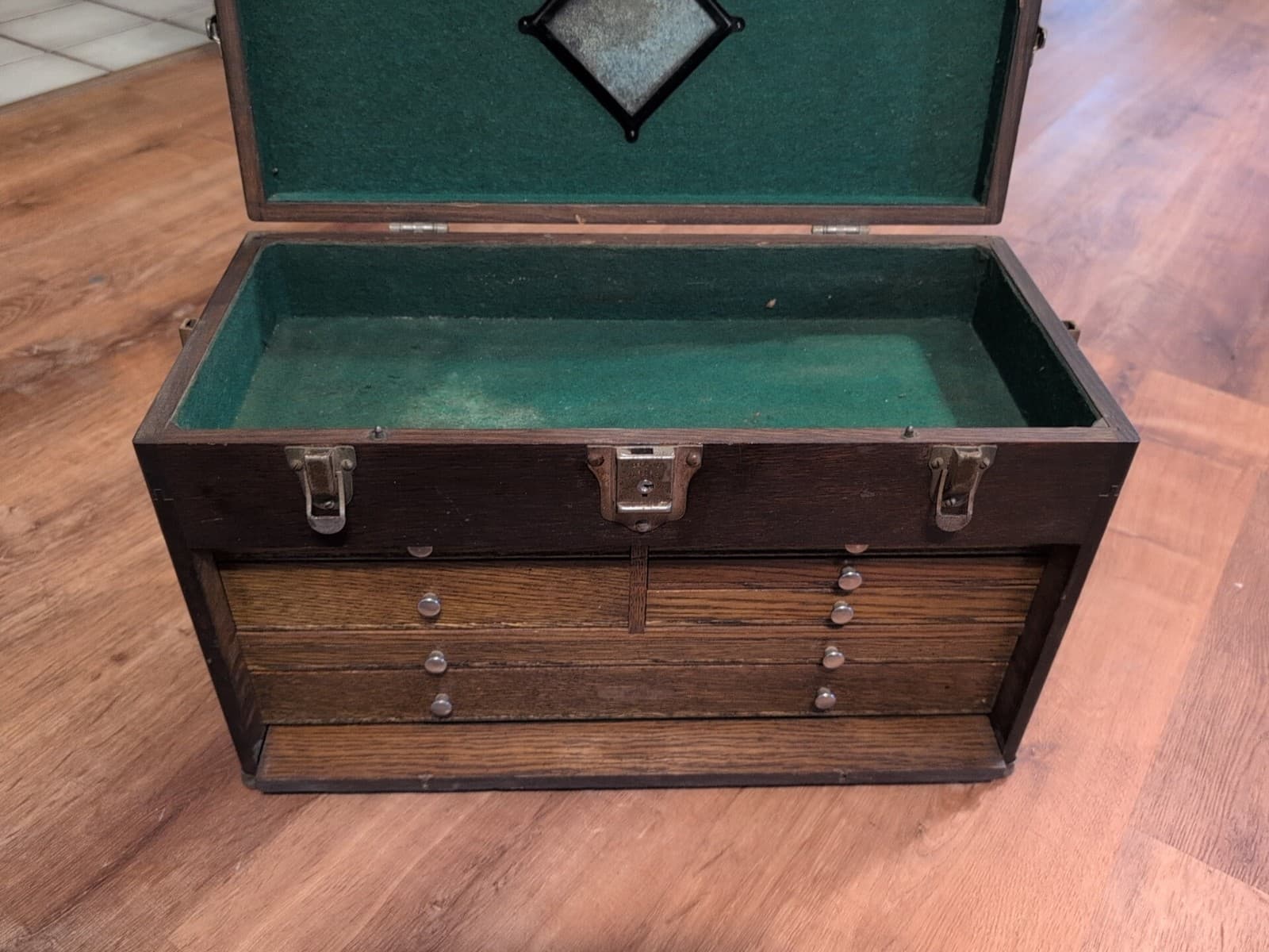  H. Gerstner & Sons Dayton Ohio  7 Drawers Wood Machinist Chest Tool Box Antique