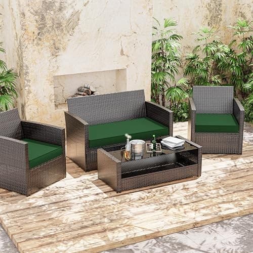 3 Pack Outdoor Furniture Cushions,High-Elastic Replacement Sponge Fits Green 2