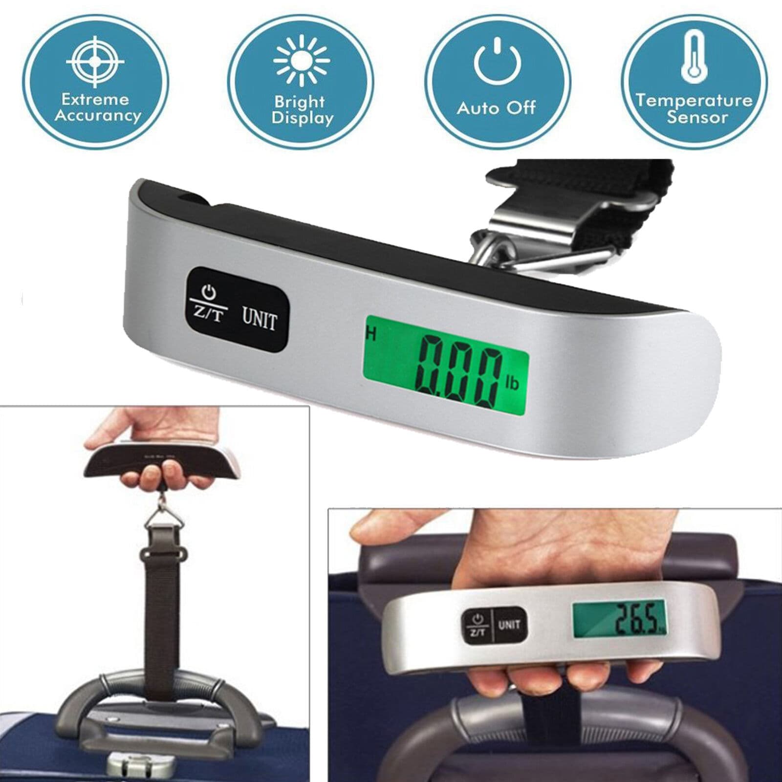 110lb 50kg Portable Travel LCD Digital Hanging Luggage Scale Electronic Weight 3