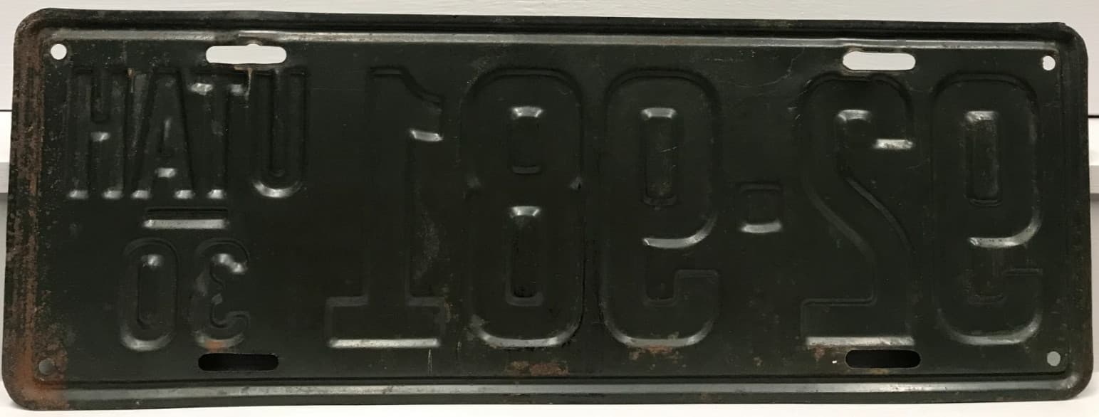 1930 Utah License Plate 92-981 5