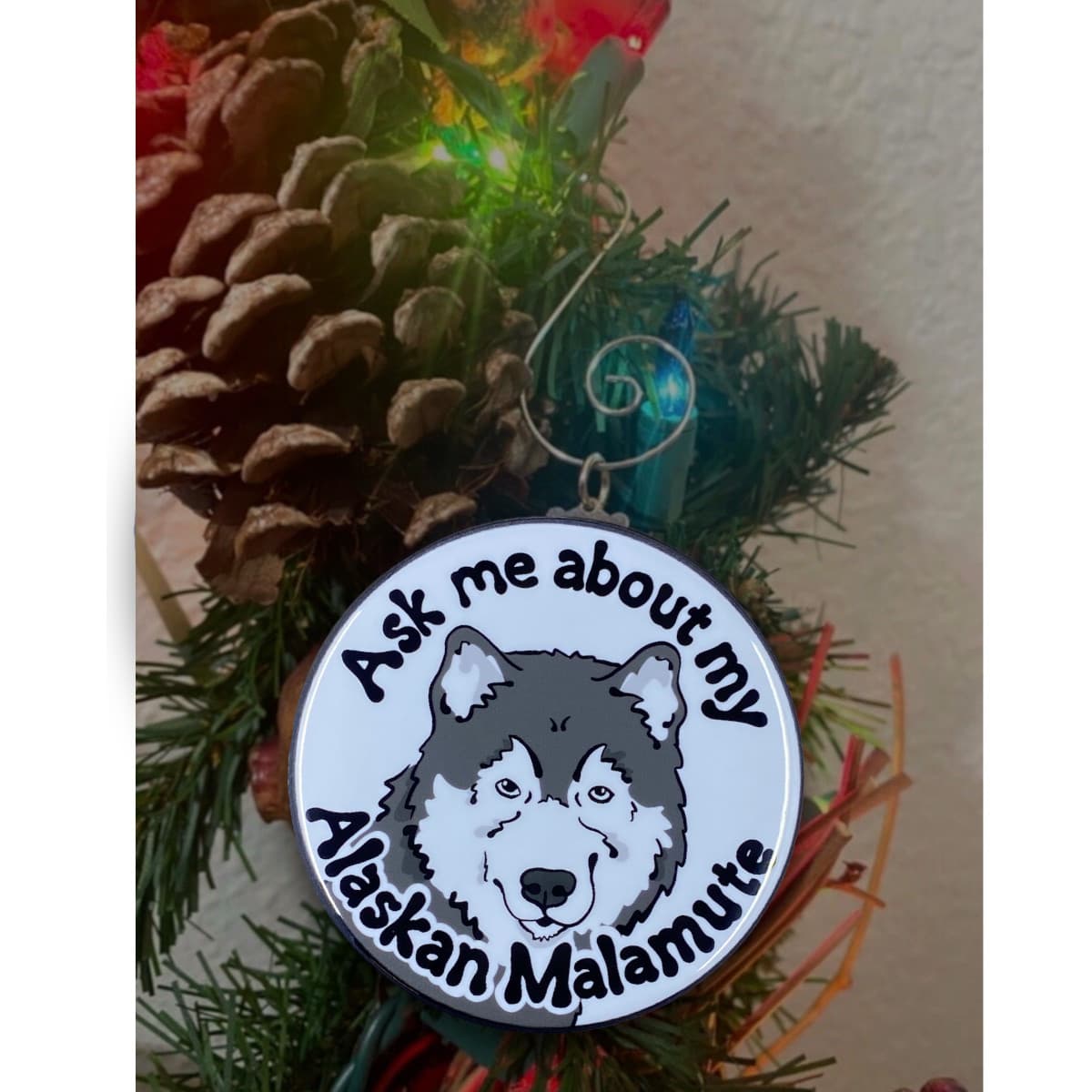 Alaskan Malamute Mini Ornament Ask Me About My Dog Holiday Decor Handmade Gift 3