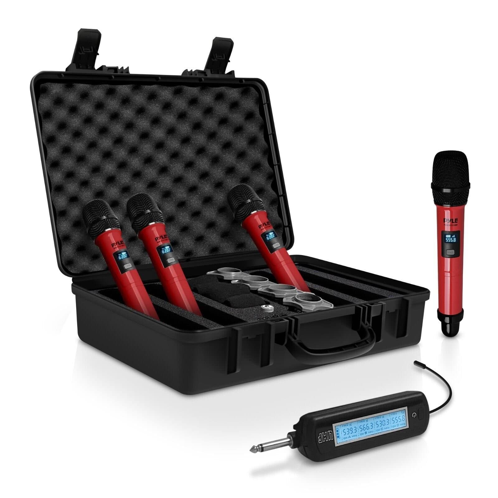 Pyle Addressable UHF 4 Channel Wireless Microphone System