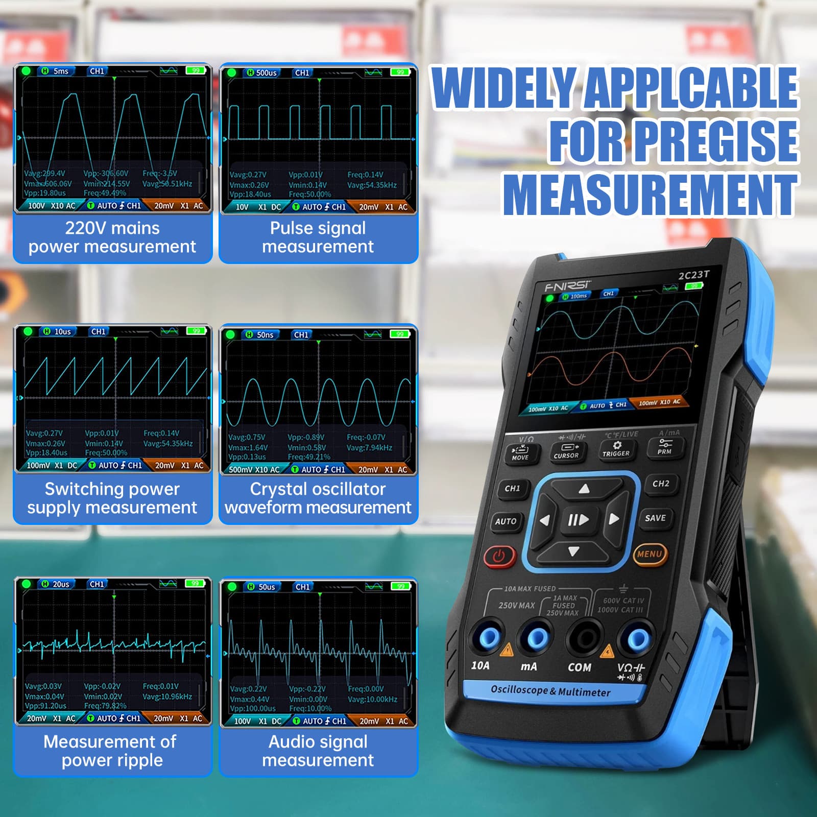 3IN1 Handheld Oscilloscope Digital Display Multimeter Function Signal Generator 6