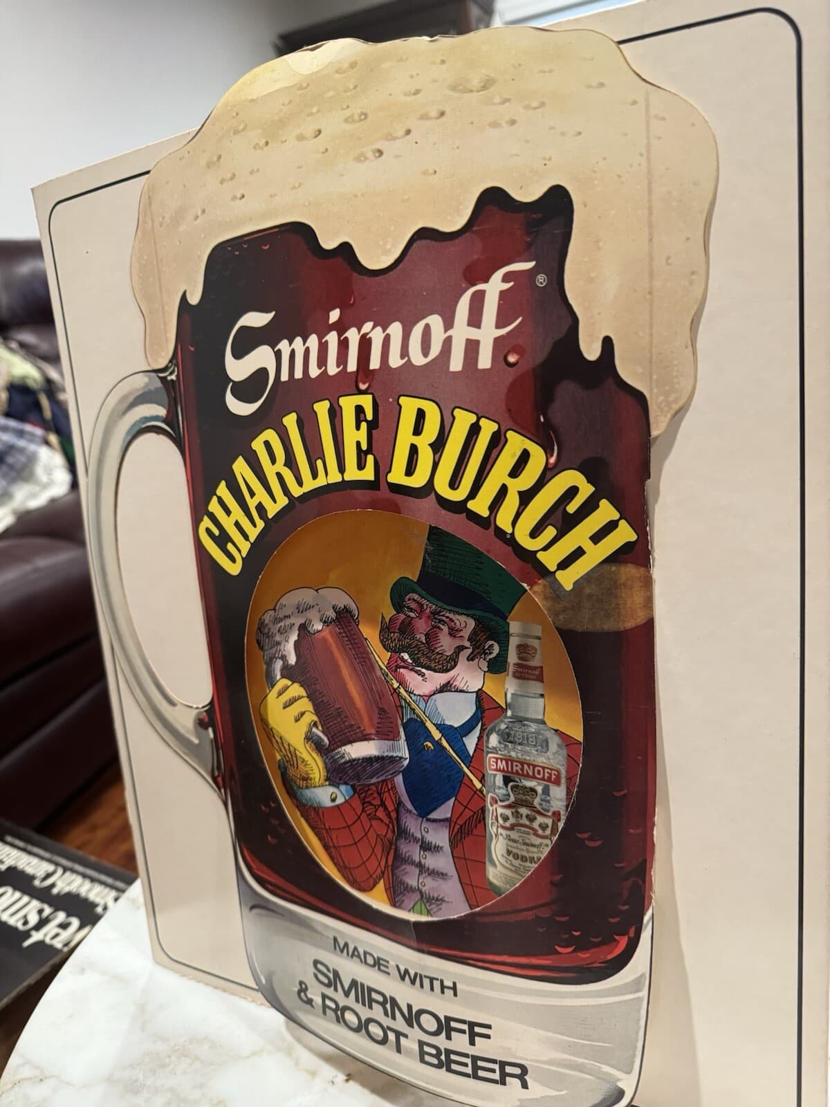 Vintage 1975 Charlie Burch Smirnoff Root Beer TableTop 3-D Standing Advertisment 4