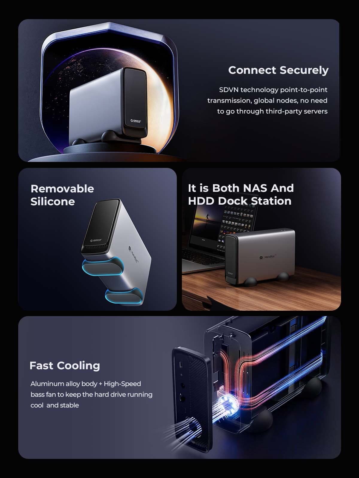 ORICO Private Cloud NAS Storage Networkable Enclosure GbE Office Home  Office US 3