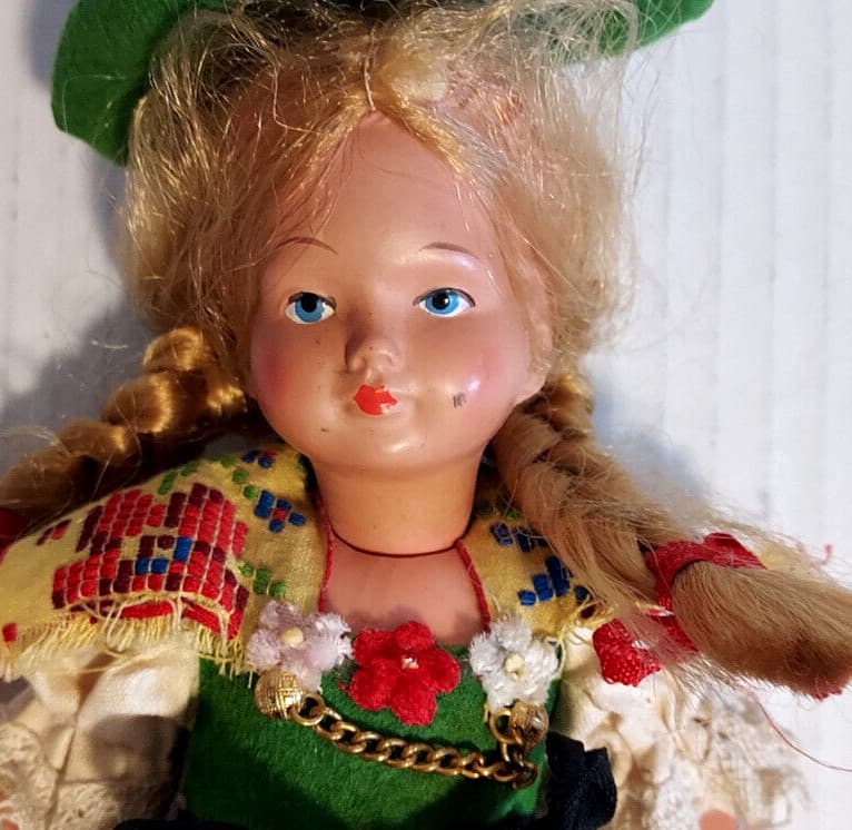 Vintage German Scandinavian (?) String Jointed Doll with Dress 9" - Darling! 3
