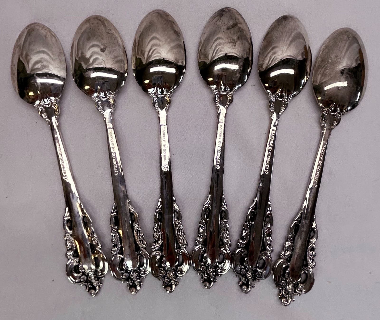 Baroque by Godinger Flatware Lot of 6 Teaspoons  Silverplate - Nice 2