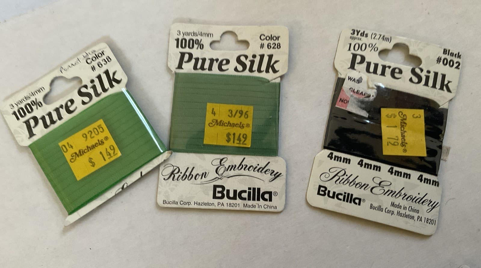 Bucilla Silk Embroidery Ribbon, Lot Of 18- 4mm 5