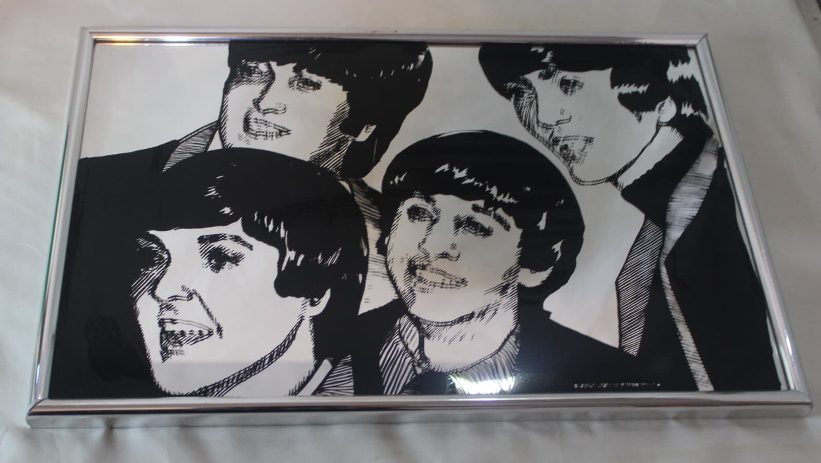 Vtg The Beatles Band Carnival Fair Mirror Glass 15x10" 1978 Richard March Rare 2