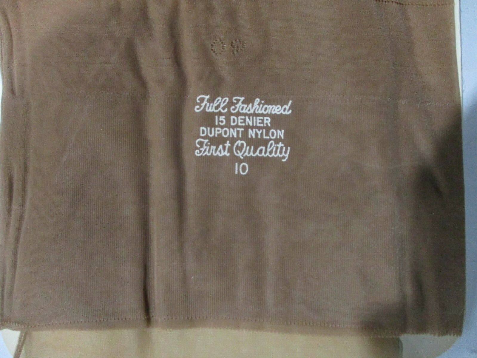  1PR VINTAGE UNBRANDED SEAMED SHEER FULL FASHION NYLON STOCKINGS 10 MED BEIGE 3