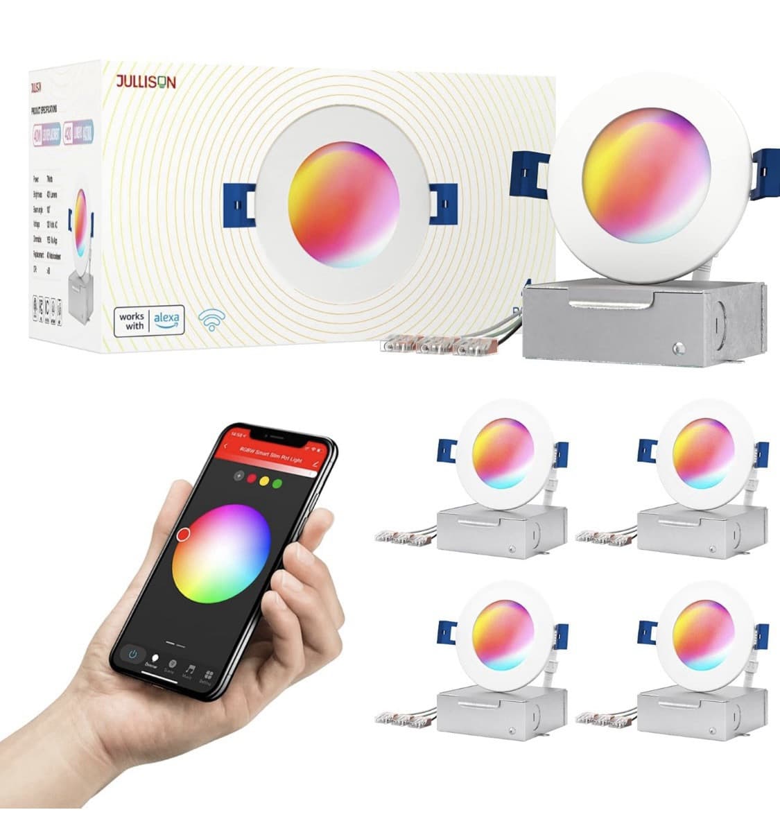 3" LED Recessed Canless Smart Wafer Downlight, WiFi APP & Voice Control