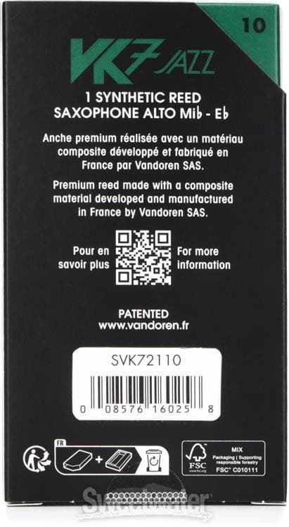 Vandoren VK7 Synthetic Alto Saxophone Reed - 10 2