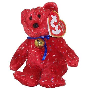 TY Jingle Beanie Baby - DECADE the Bear (Red) (5.5 inch) - MWMTs Holiday