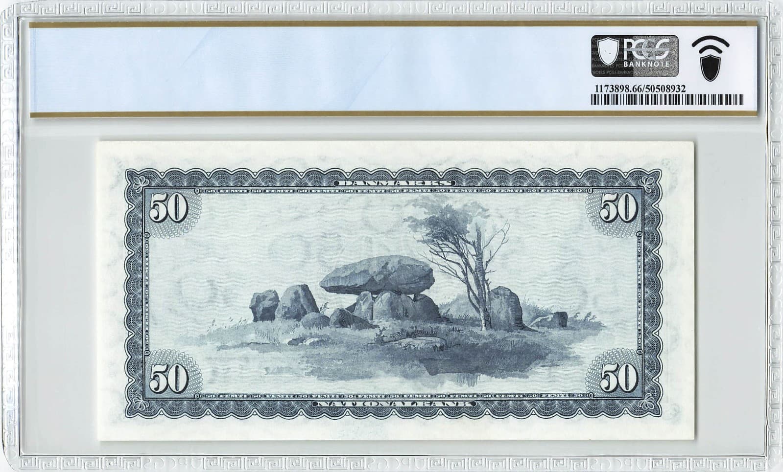 DENMARK 50 Kroner 1970, P-45m, PCGS 66 PPQ Gem UNC Uncirculated & Rare 2