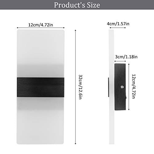  Modern Wall Sconce Dimmable Sconce Wall Lighting 12W Black Indoor 1-warm white 6