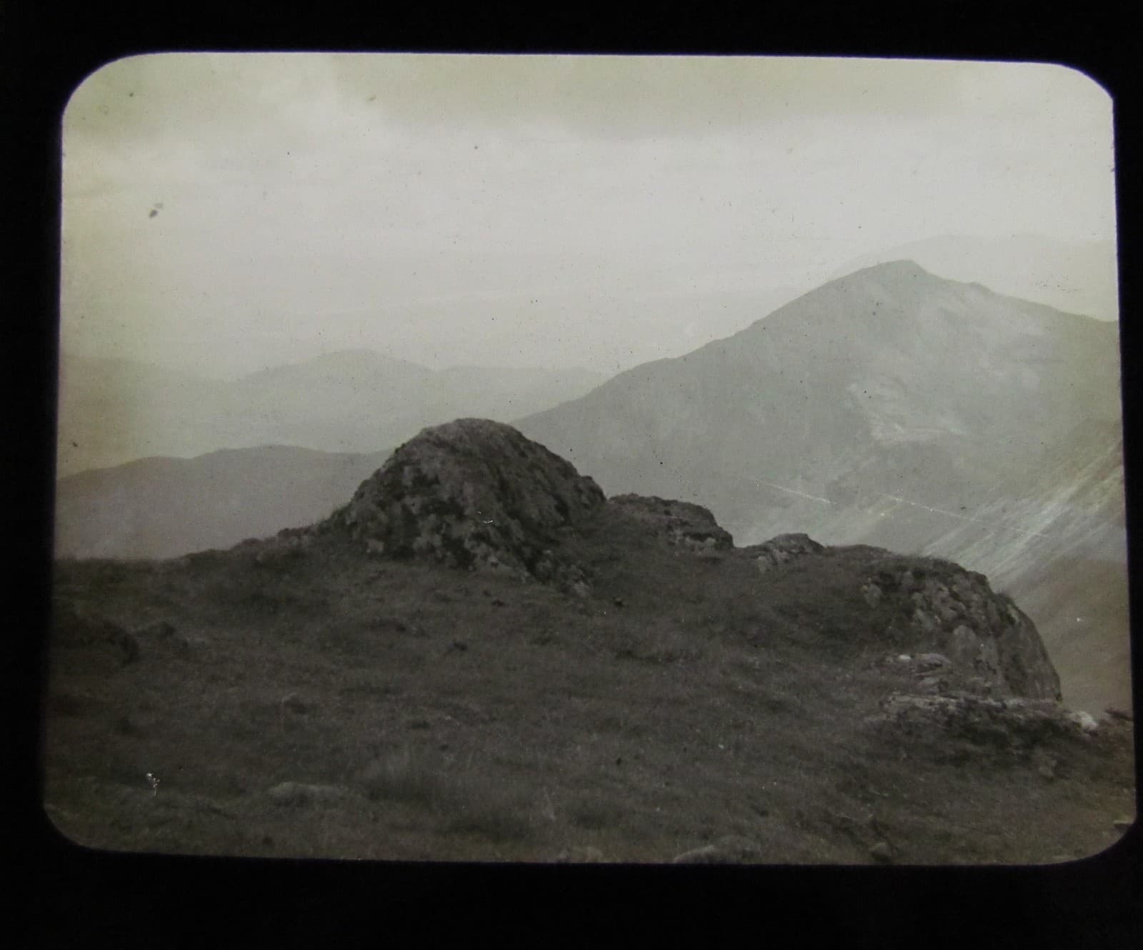 Glass Magic Lantern Slide A VIEW FROM SNOWDON NO.2  C1900 WALES