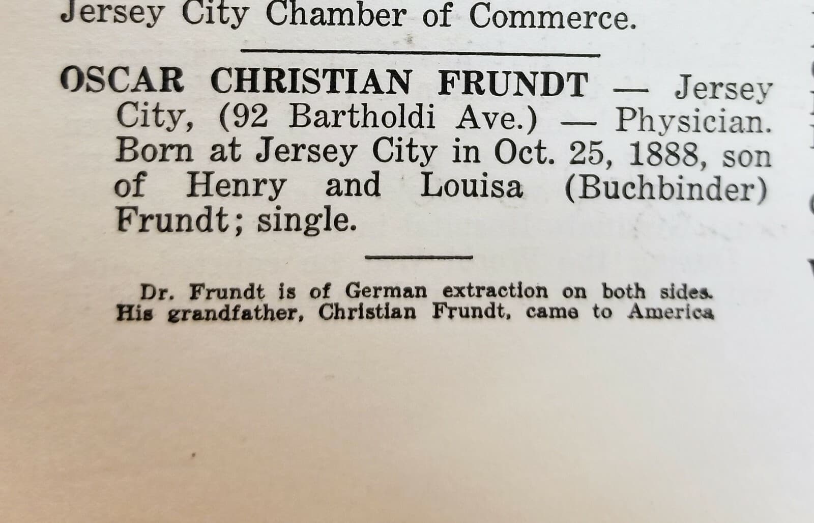 Dr OSCAR CHRISTIAN FRUNDT 1923 New Jersey Citizen Steel-Plate Engraving Portrait 3