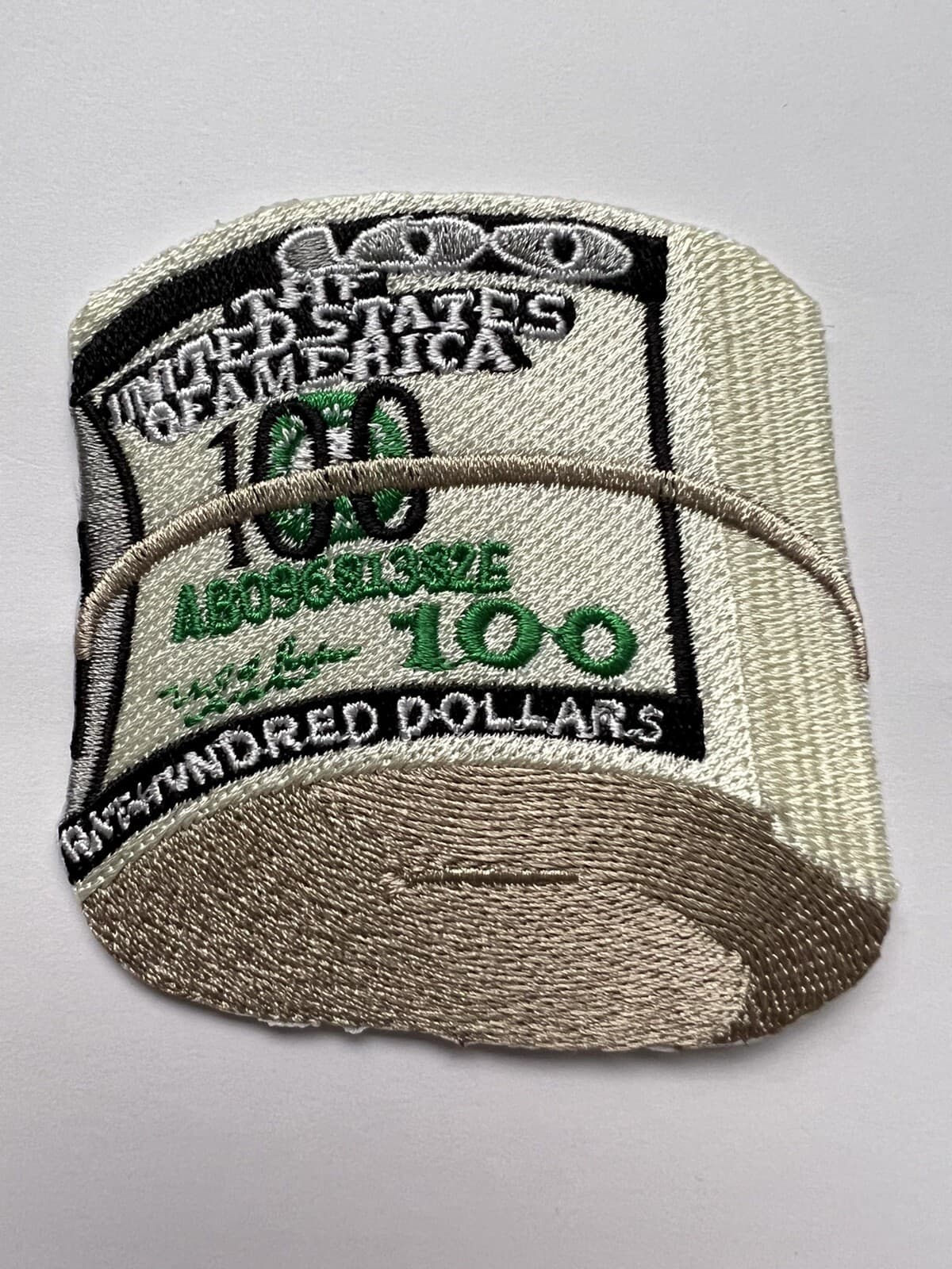 3x3in Embroidered $100 Bill Roll Iron-On Patch – Unique Money Stack Design