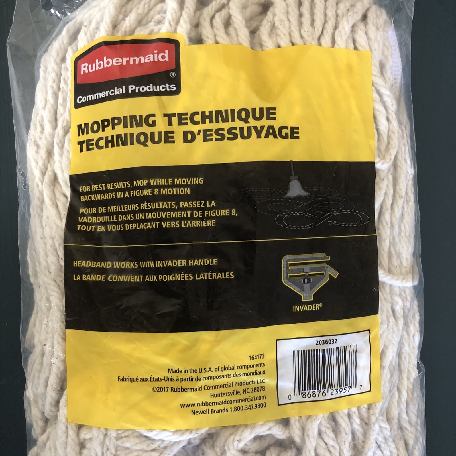 3 New Rubbermaid Commercial Loop Ended Cotton Mop Refill #24 Large 3