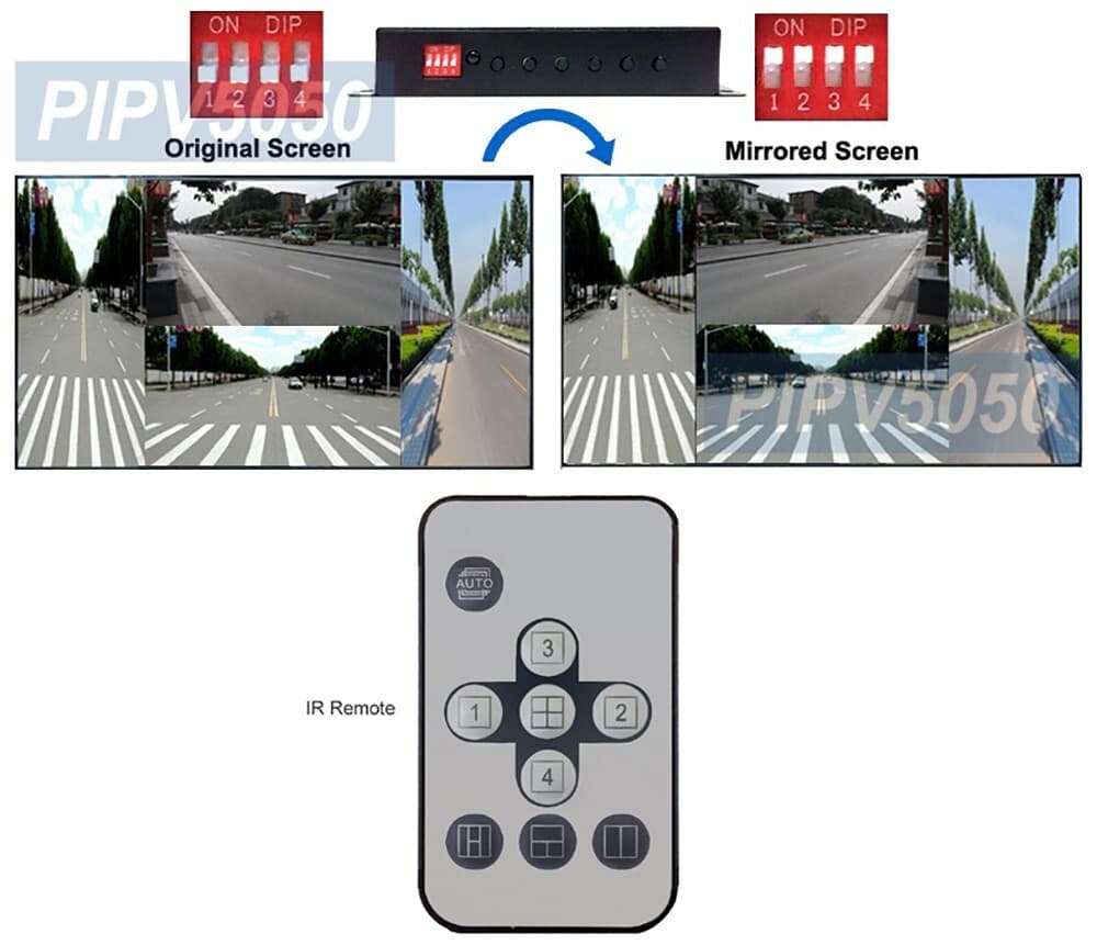 Remote Control Mini Quad View RCA Video Processor 6