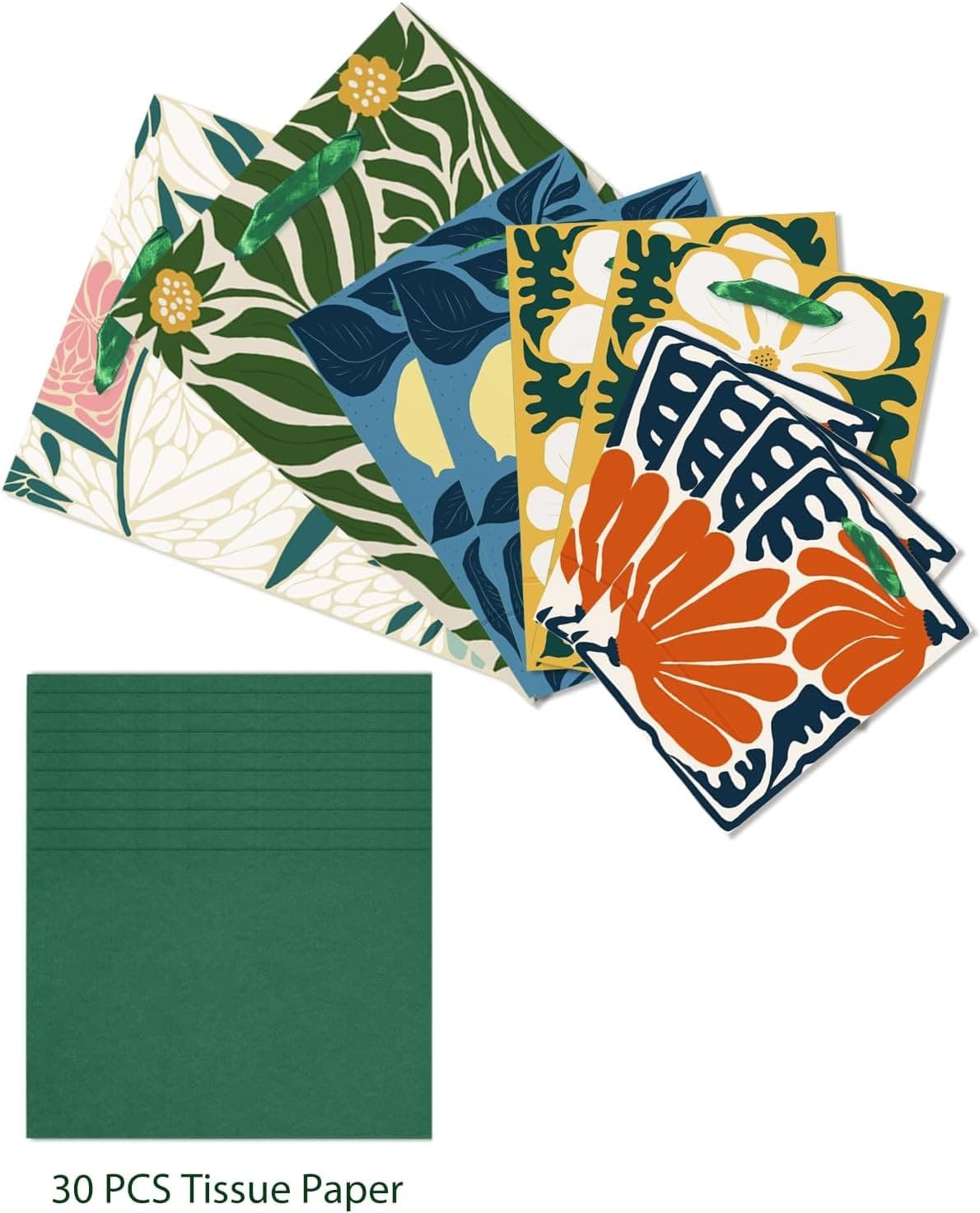 10PCS Clash Flower Gift Bags with Tissue Paper Party Favor Birthday Present Set 3