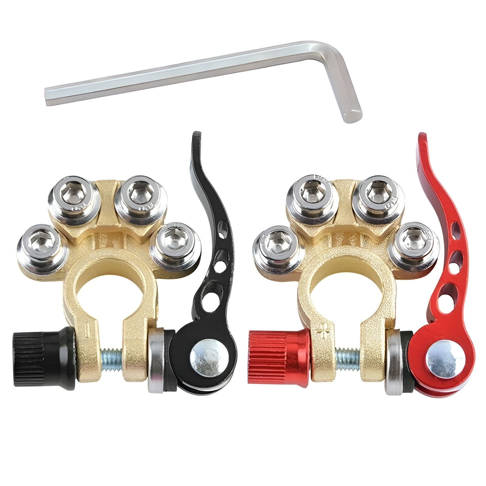 2PCS 4 Way Car Battery Terminal Clamp Connectors Quick Release Disconnect Tool 4