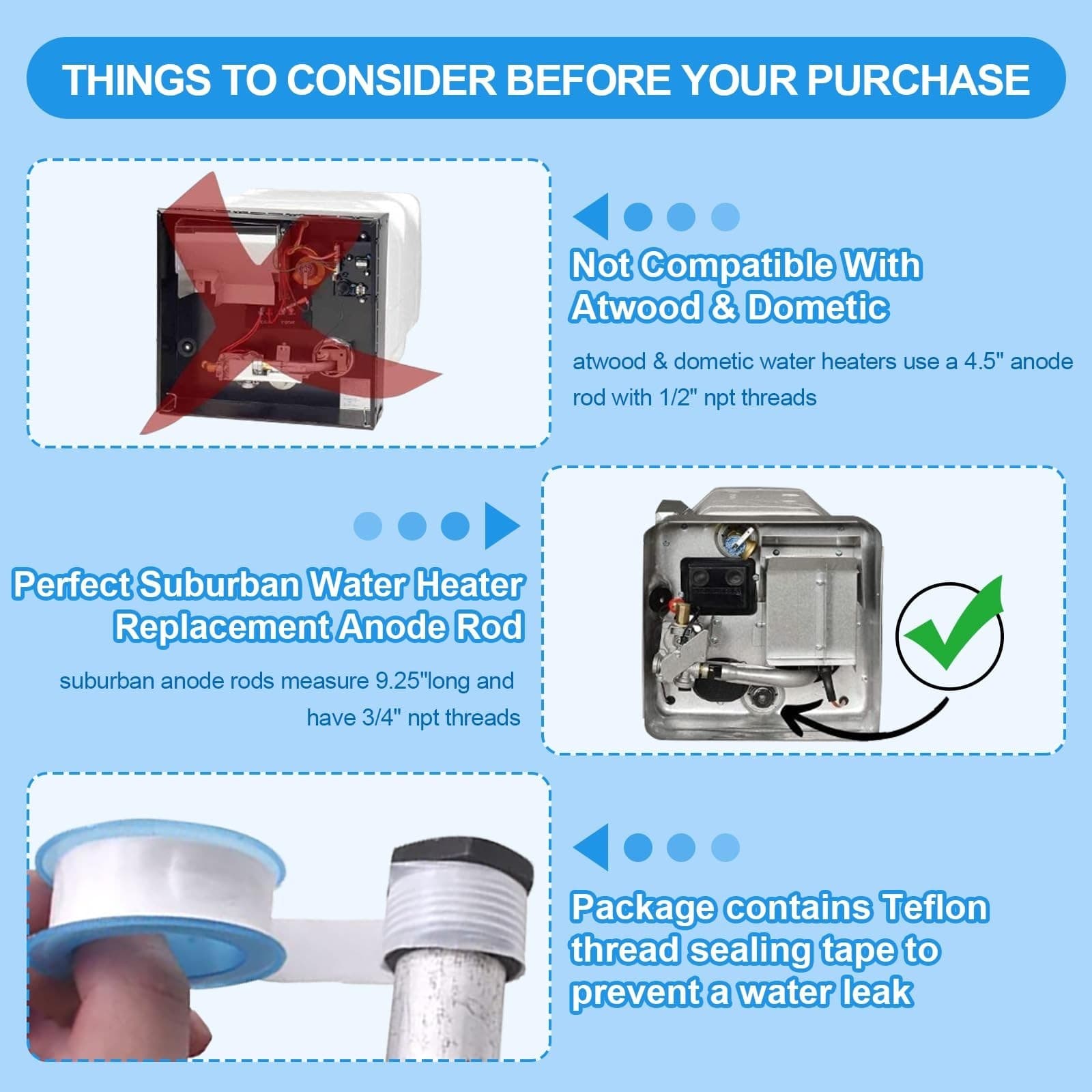 RV Water Heater Anode, Hot Water Heater Flush Wand and Stainless Steel Brush ... 5